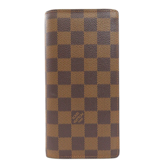 LOUIS VUITTON Long Wallet Purse N60017 Damier canvas Brown Portefeuille�EBrazza Former mens Used Authentic