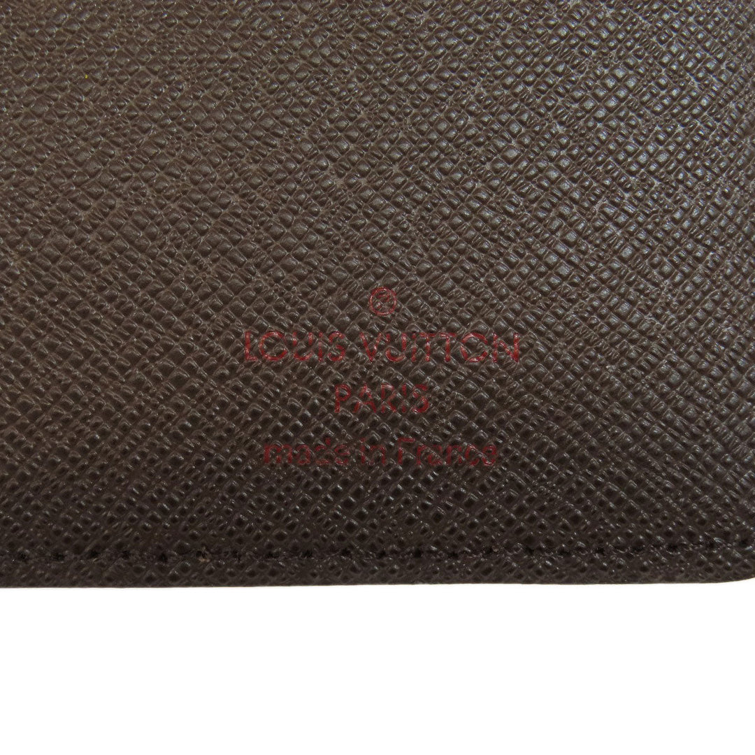 LOUIS VUITTON Long Wallet Purse N60017 Damier canvas Brown Portefeuille�EBrazza Former mens Used Authentic