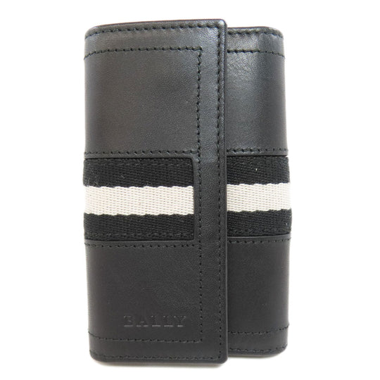 BALLY Key case Key holder  leather black Barry Stripe mens(Unisex) Used Authentic