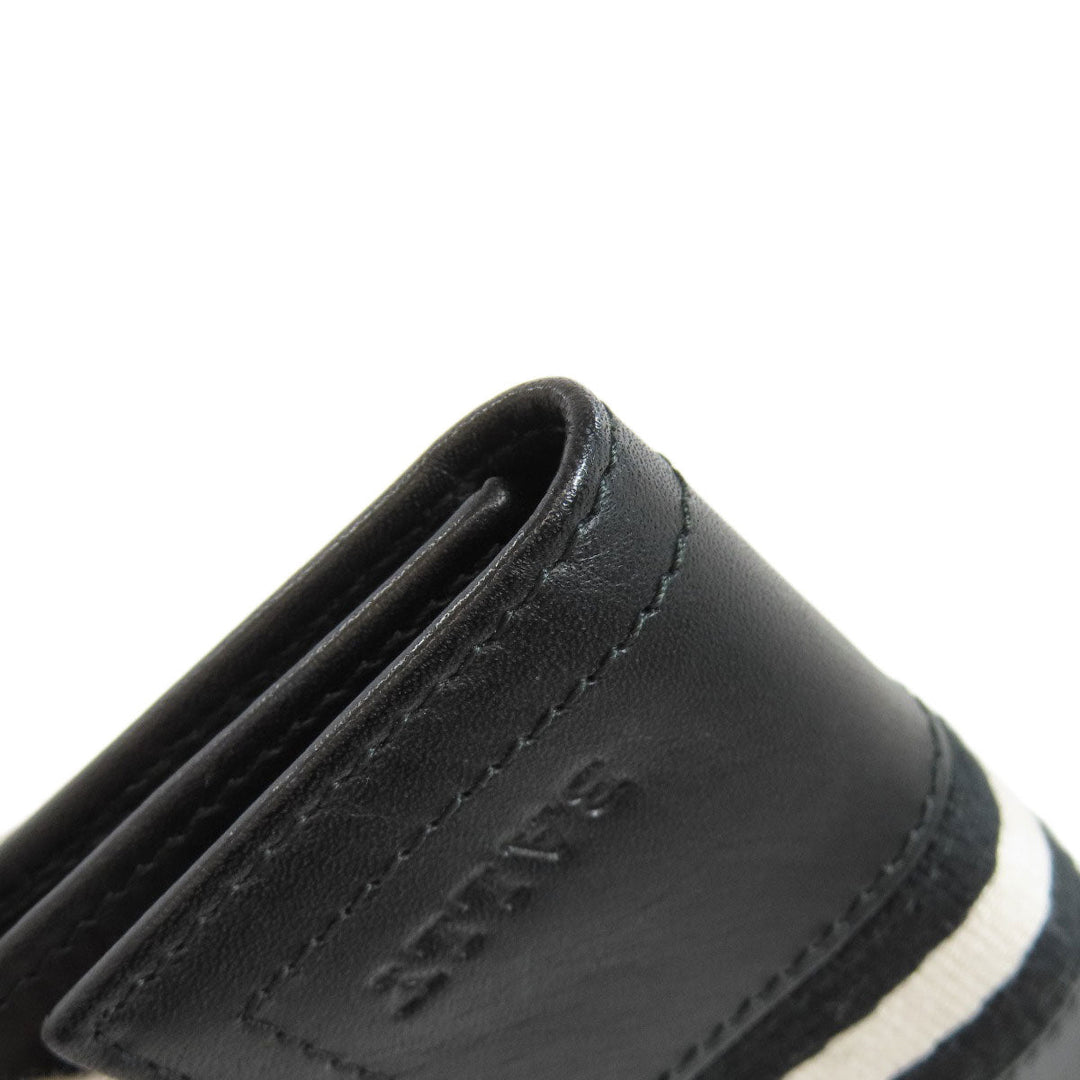 BALLY Key case Key holder  leather black Barry Stripe mens(Unisex) Used Authentic