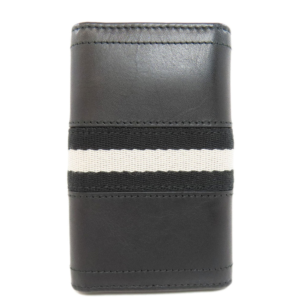 BALLY Key case Key holder  leather black Barry Stripe mens(Unisex) Used Authentic
