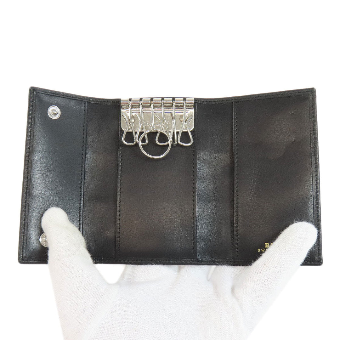 BALLY Key case Key holder  leather black Barry Stripe mens(Unisex) Used Authentic
