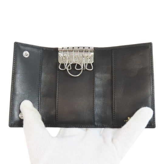 BALLY Key case Key holder  leather black Barry Stripe mens(Unisex) Used Authentic