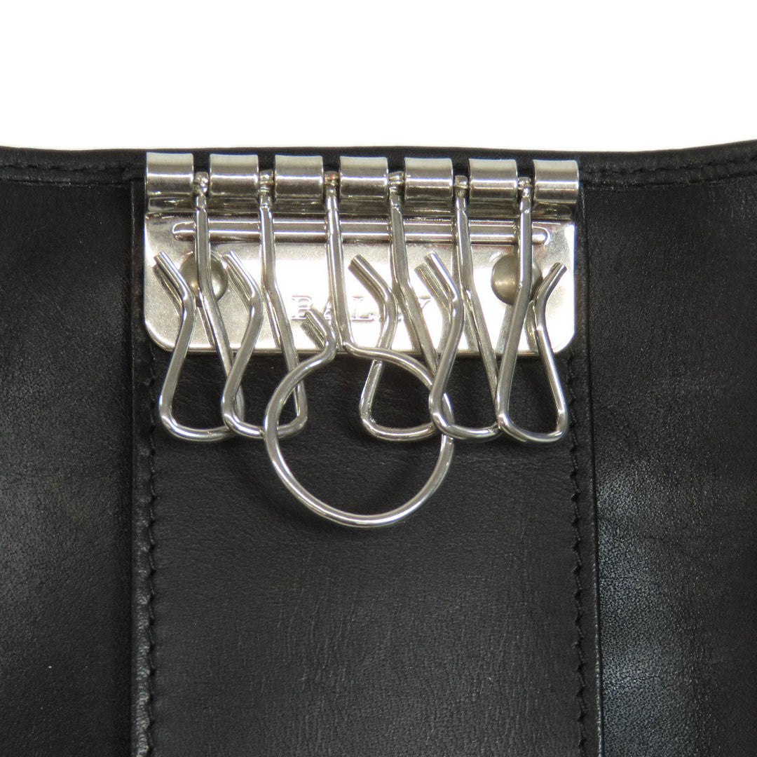 BALLY Key case Key holder  leather black Barry Stripe mens(Unisex) Used Authentic