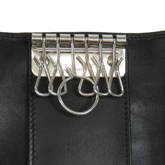 BALLY Key case Key holder  leather black Barry Stripe mens(Unisex) Used Authentic