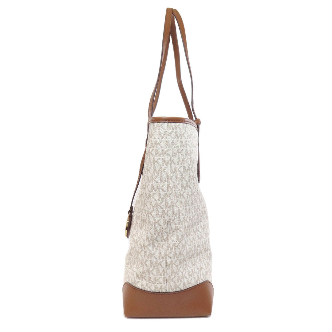 MICHAEL KORS Tote Bag PVC white MK signature Women Used Authentic