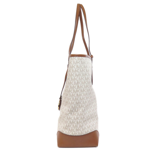 MICHAEL KORS Tote Bag PVC white MK signature Women Used Authentic
