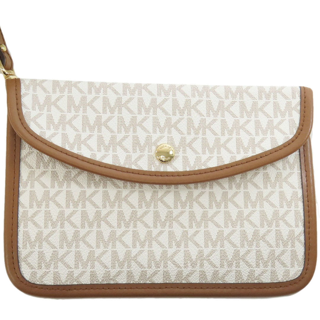MICHAEL KORS Tote Bag PVC white MK signature Women Used Authentic