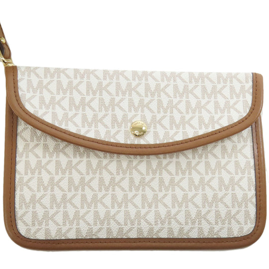 MICHAEL KORS Tote Bag PVC white MK signature Women Used Authentic
