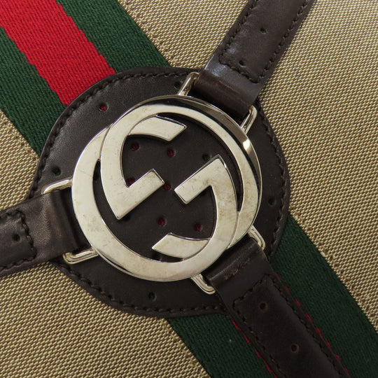 GUCCI Handbag 114875 canvas Brown Sherry Line Interlocking G Women Used Authentic
