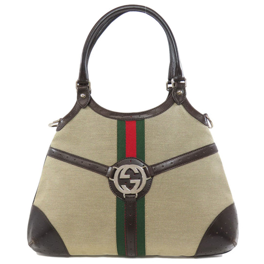 GUCCI Handbag 114875 canvas Brown Sherry Line Interlocking G Women Used Authentic