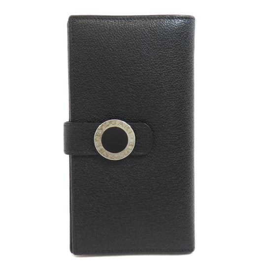 BVLGARI Long Wallet Purse leather black Bulgari Bulgari Women Used Authentic