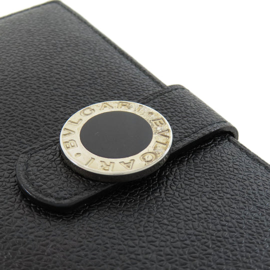 BVLGARI Long Wallet Purse leather black Bulgari Bulgari Women Used Authentic