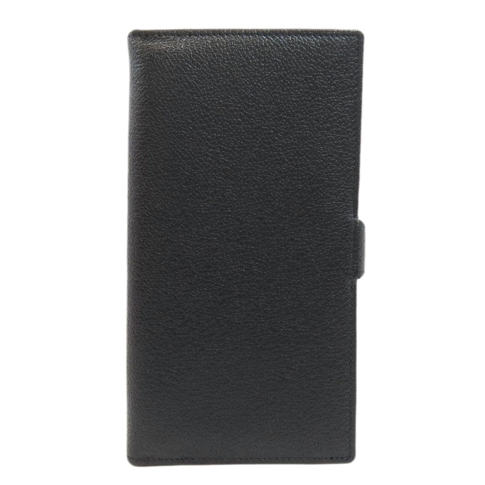 BVLGARI Long Wallet Purse leather black Bulgari Bulgari Women Used Authentic