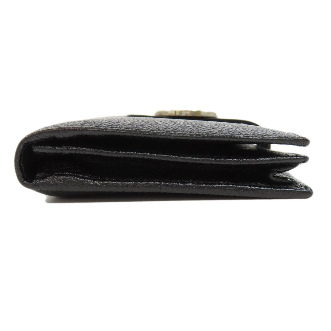 BVLGARI Long Wallet Purse leather black Bulgari Bulgari Women Used Authentic