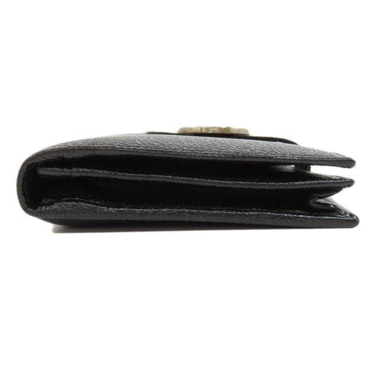 BVLGARI Long Wallet Purse leather black Bulgari Bulgari Women Used Authentic