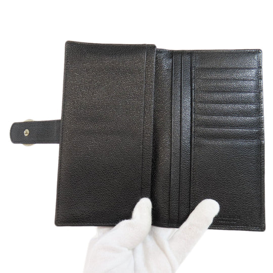 BVLGARI Long Wallet Purse leather black Bulgari Bulgari Women Used Authentic