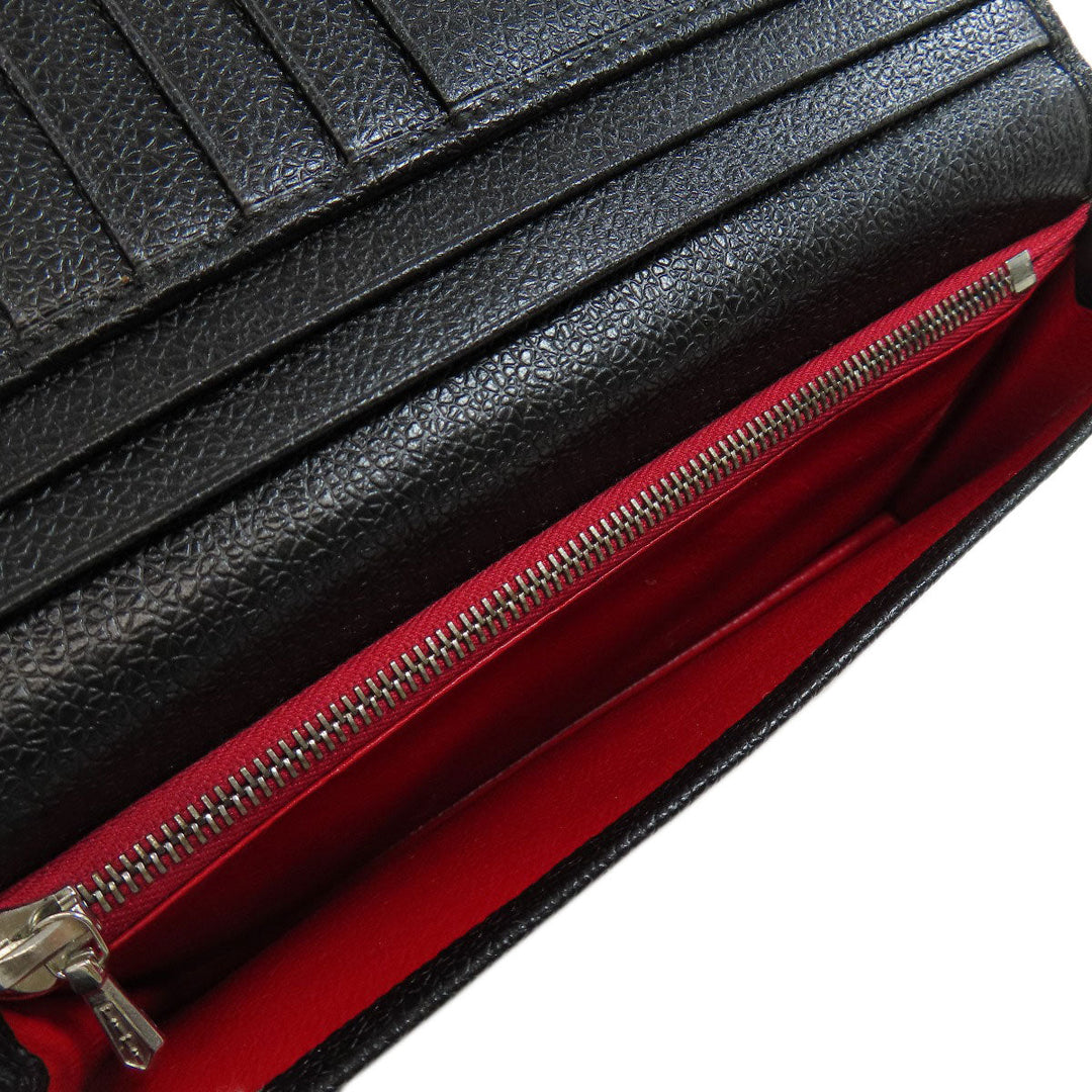 BVLGARI Long Wallet Purse leather black Bulgari Bulgari Women Used Authentic