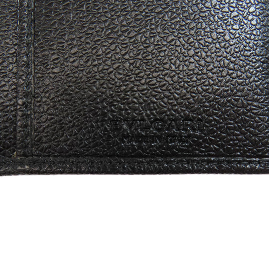 BVLGARI Long Wallet Purse leather black Bulgari Bulgari Women Used Authentic