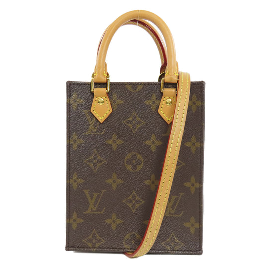LOUIS VUITTON Handbag M69442 Monogram canvas Brown Petit Sac Plat Women Used Authentic