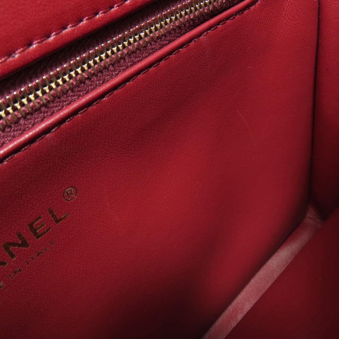 CHANEL Handbag lambskin Red Matelasse 2WAY Gold Metal