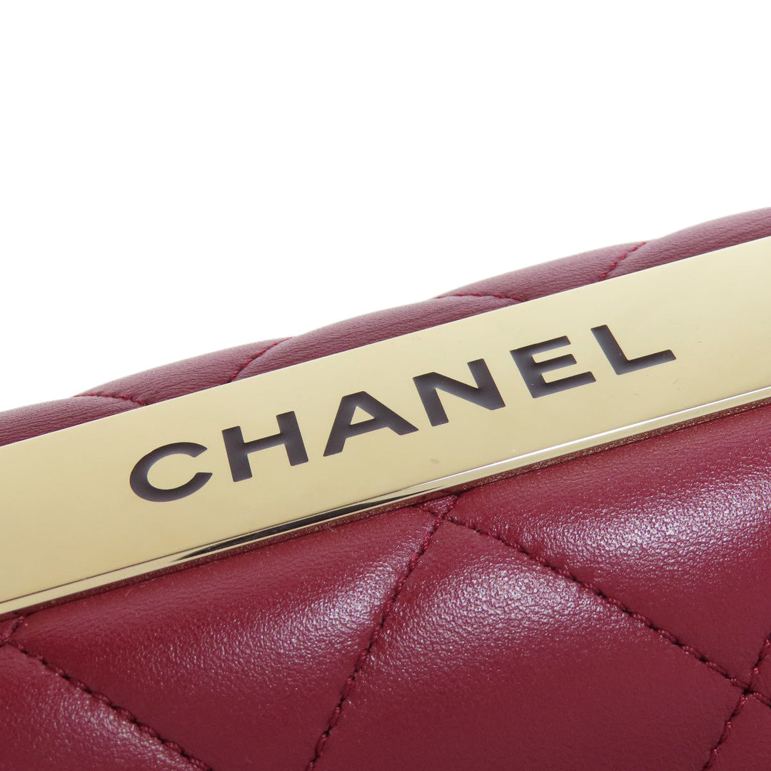 CHANEL Handbag lambskin Red Matelasse 2WAY Gold Metal