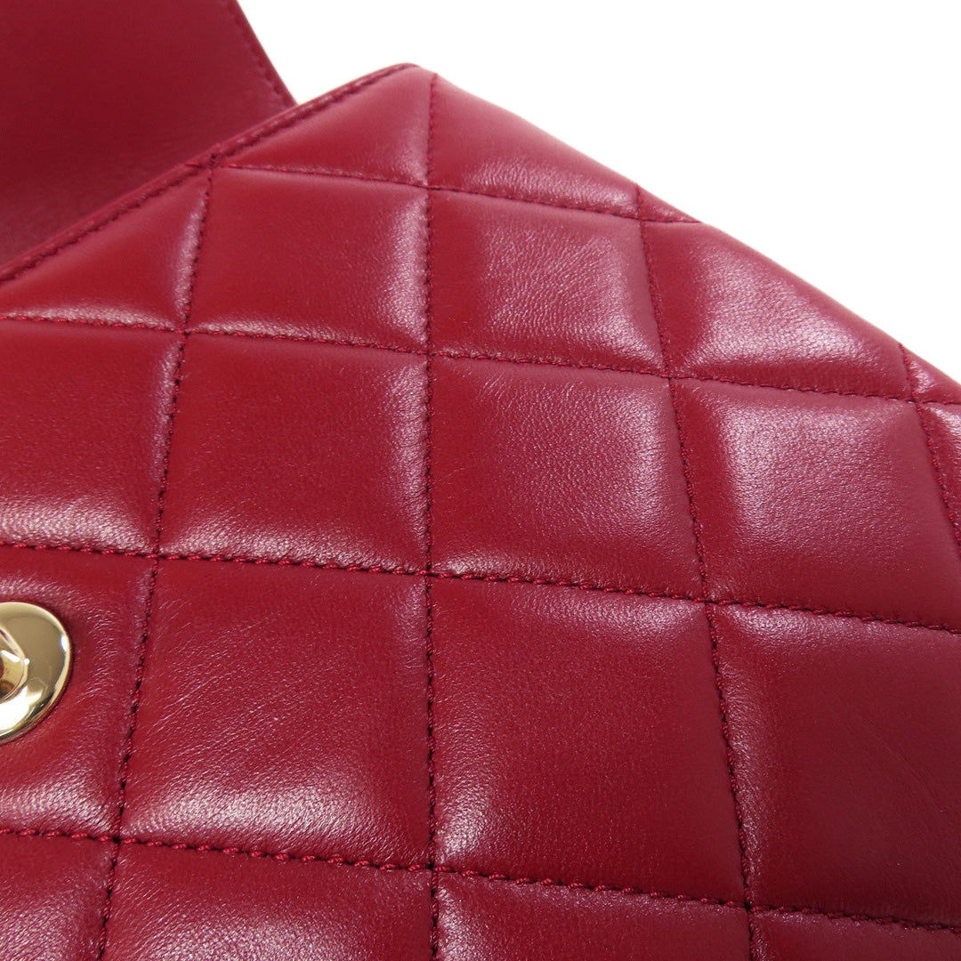 CHANEL Handbag lambskin Red Matelasse 2WAY Gold Metal