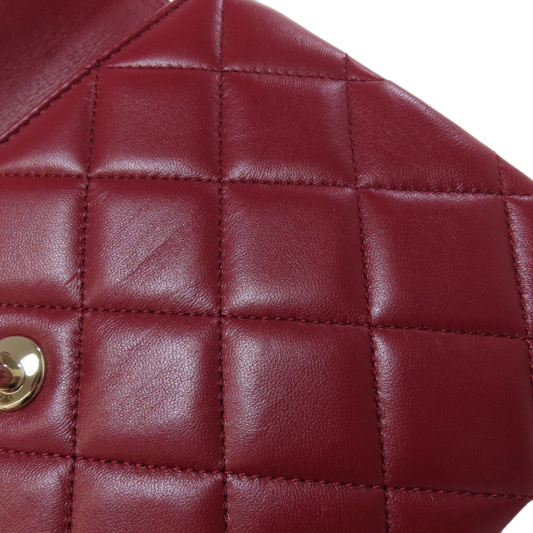 CHANEL Handbag lambskin Red Matelasse 2WAY Gold Metal