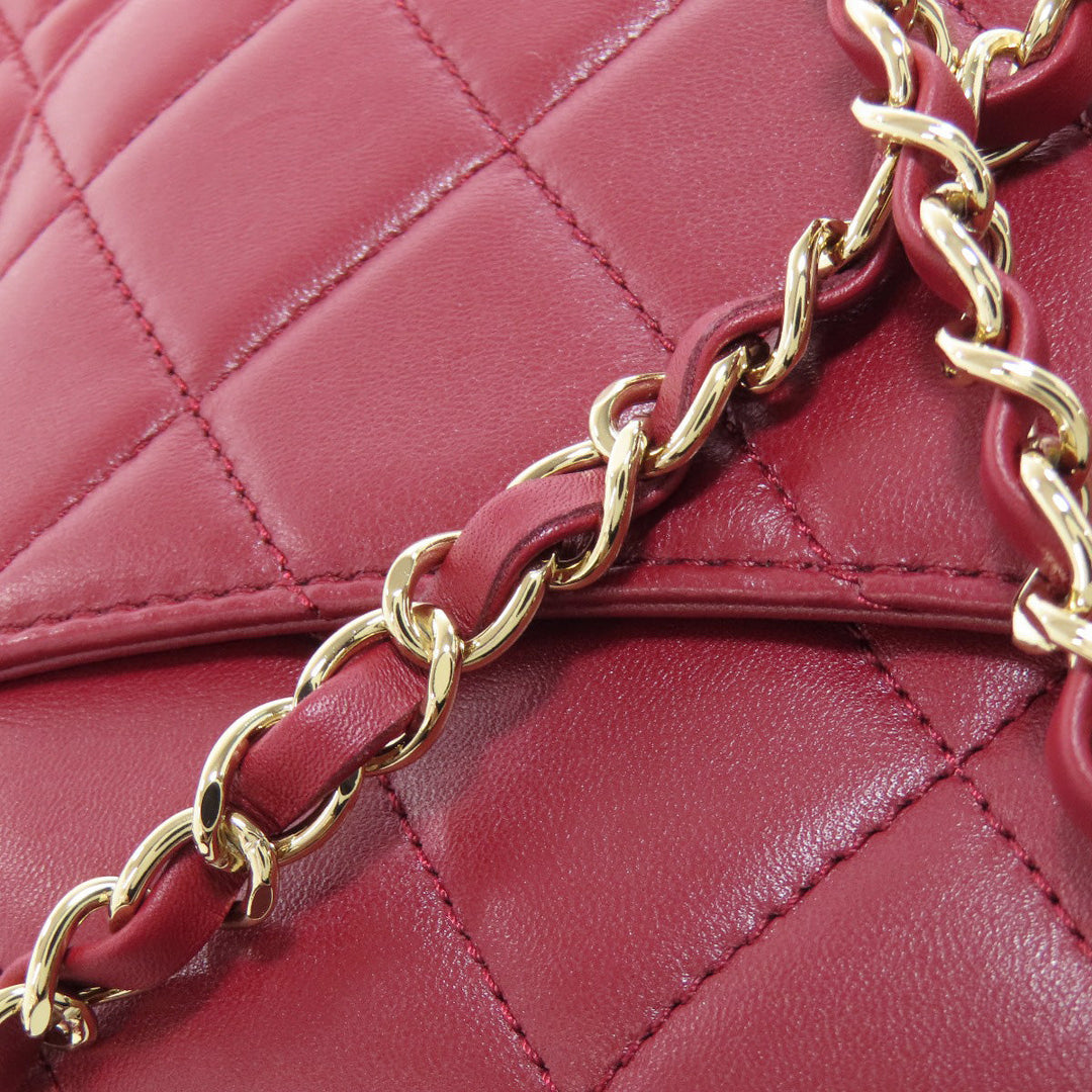 CHANEL Handbag lambskin Red Matelasse 2WAY Gold Metal
