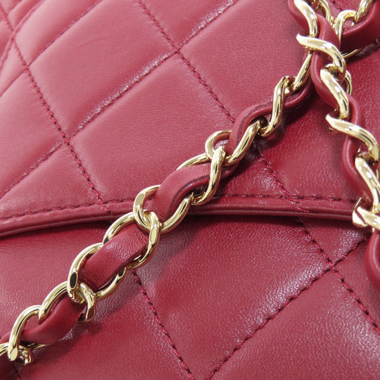 CHANEL Handbag lambskin Red Matelasse 2WAY Gold Metal