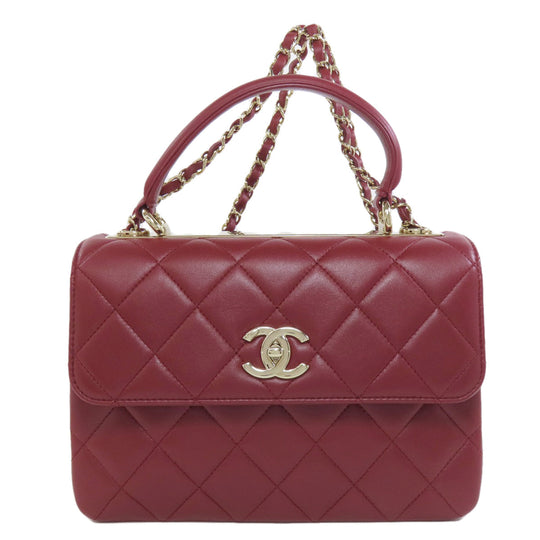 CHANEL Handbag lambskin Red Matelasse 2WAY Gold Metal