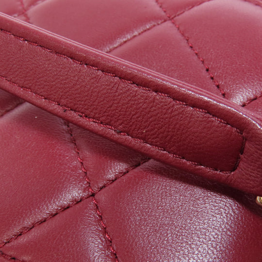 CHANEL Handbag lambskin Red Matelasse 2WAY Gold Metal