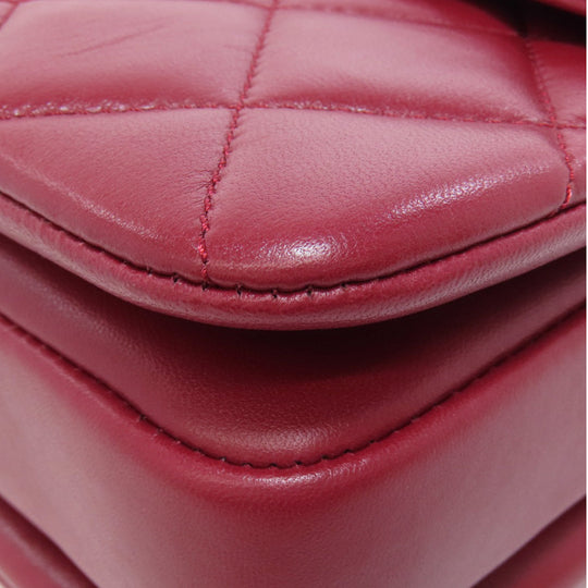 CHANEL Handbag lambskin Red Matelasse 2WAY Gold Metal