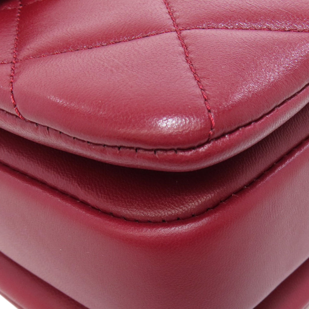 CHANEL Handbag lambskin Red Matelasse 2WAY Gold Metal