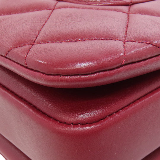 CHANEL Handbag lambskin Red Matelasse 2WAY Gold Metal