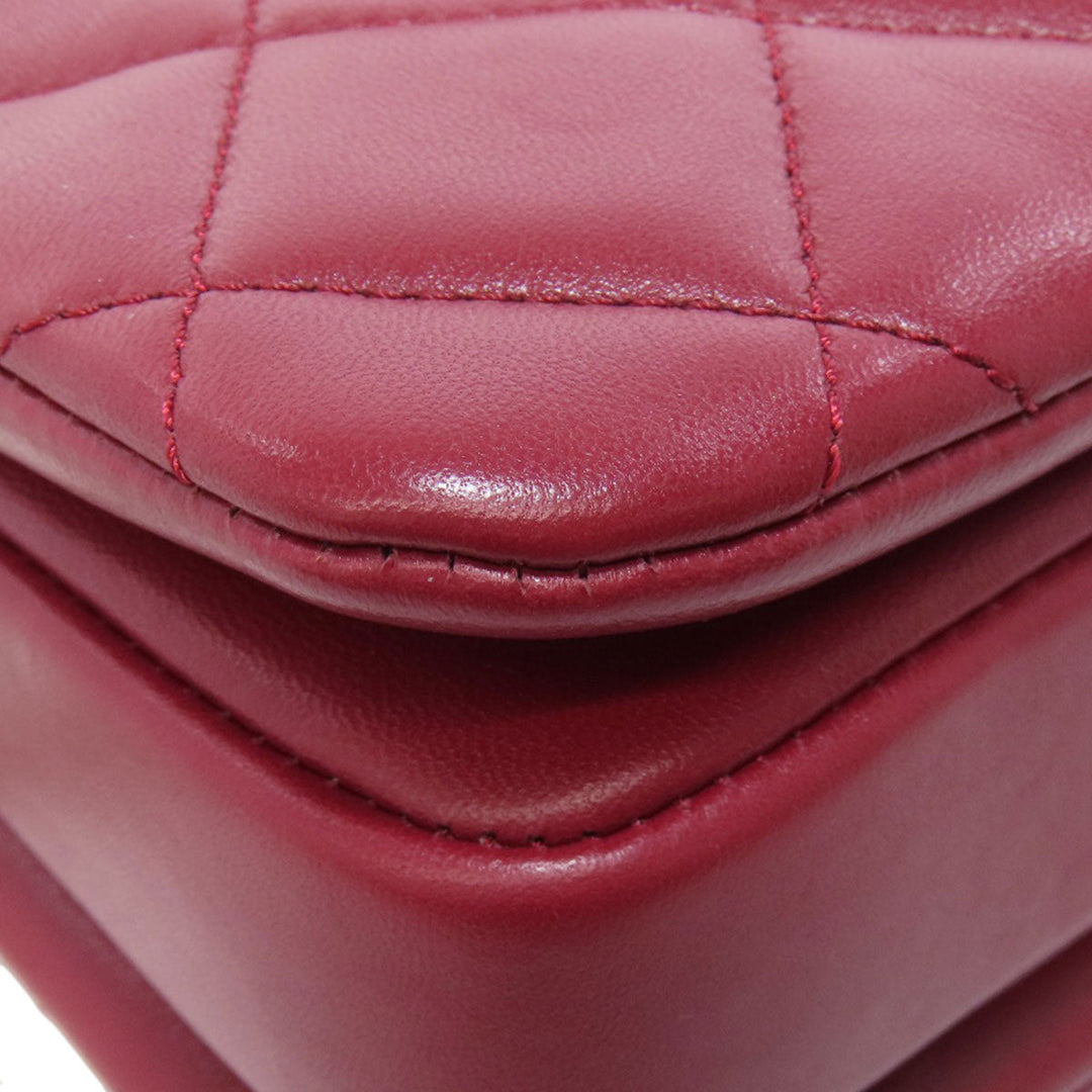 CHANEL Handbag lambskin Red Matelasse 2WAY Gold Metal