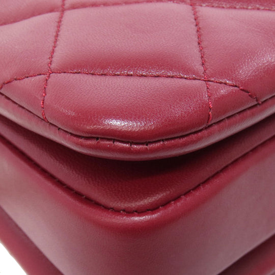 CHANEL Handbag lambskin Red Matelasse 2WAY Gold Metal