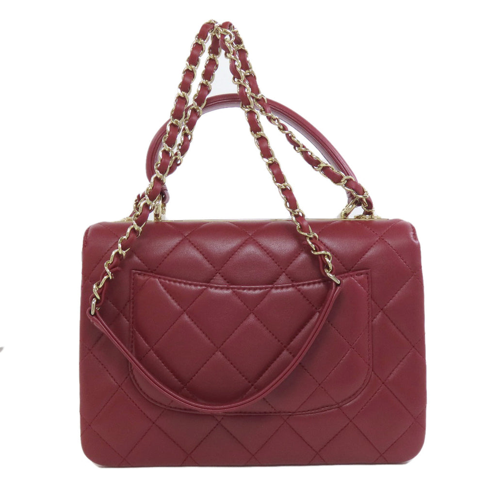 CHANEL Handbag lambskin Red Matelasse 2WAY Gold Metal