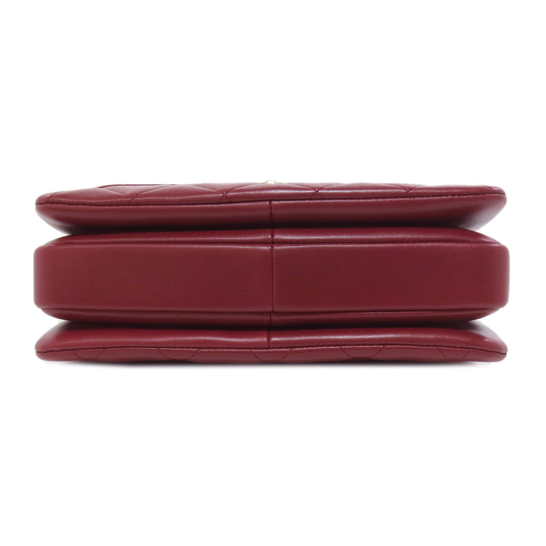 CHANEL Handbag lambskin Red Matelasse 2WAY Gold Metal