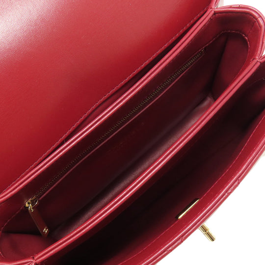 CHANEL Handbag lambskin Red Matelasse 2WAY Gold Metal
