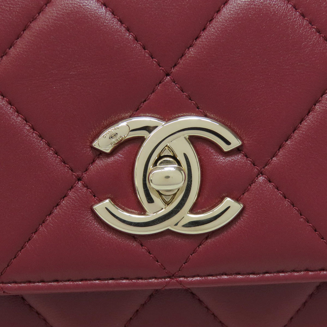 CHANEL Handbag lambskin Red Matelasse 2WAY Gold Metal