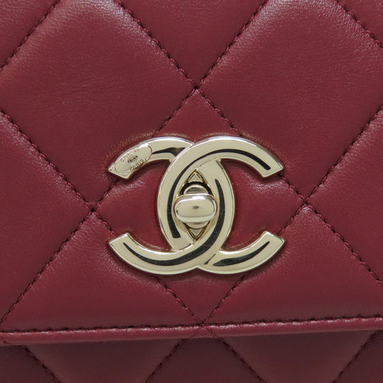 CHANEL Handbag lambskin Red Matelasse 2WAY Gold Metal