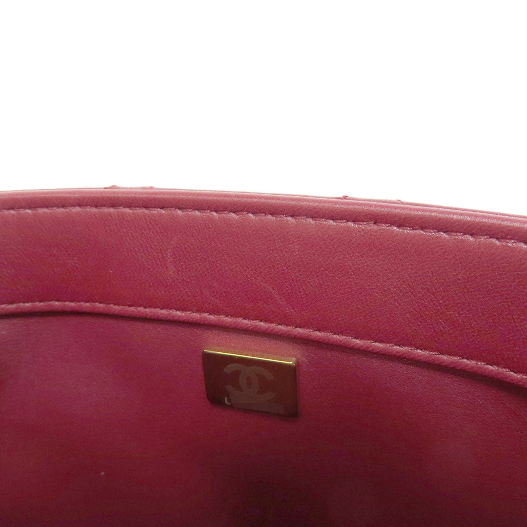CHANEL Handbag lambskin Red Matelasse 2WAY Gold Metal