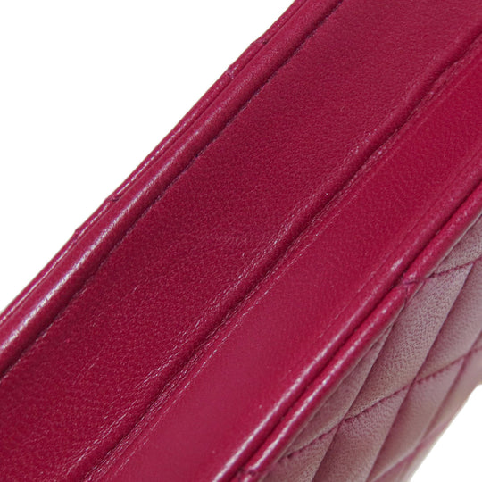 CHANEL Shoulder Bag lambskin Red Chain Wallet COCO Mark Gold Metal Women Used Authentic