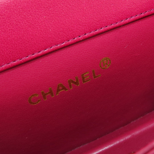 CHANEL Shoulder Bag lambskin Red Chain Wallet COCO Mark Gold Metal Women Used Authentic