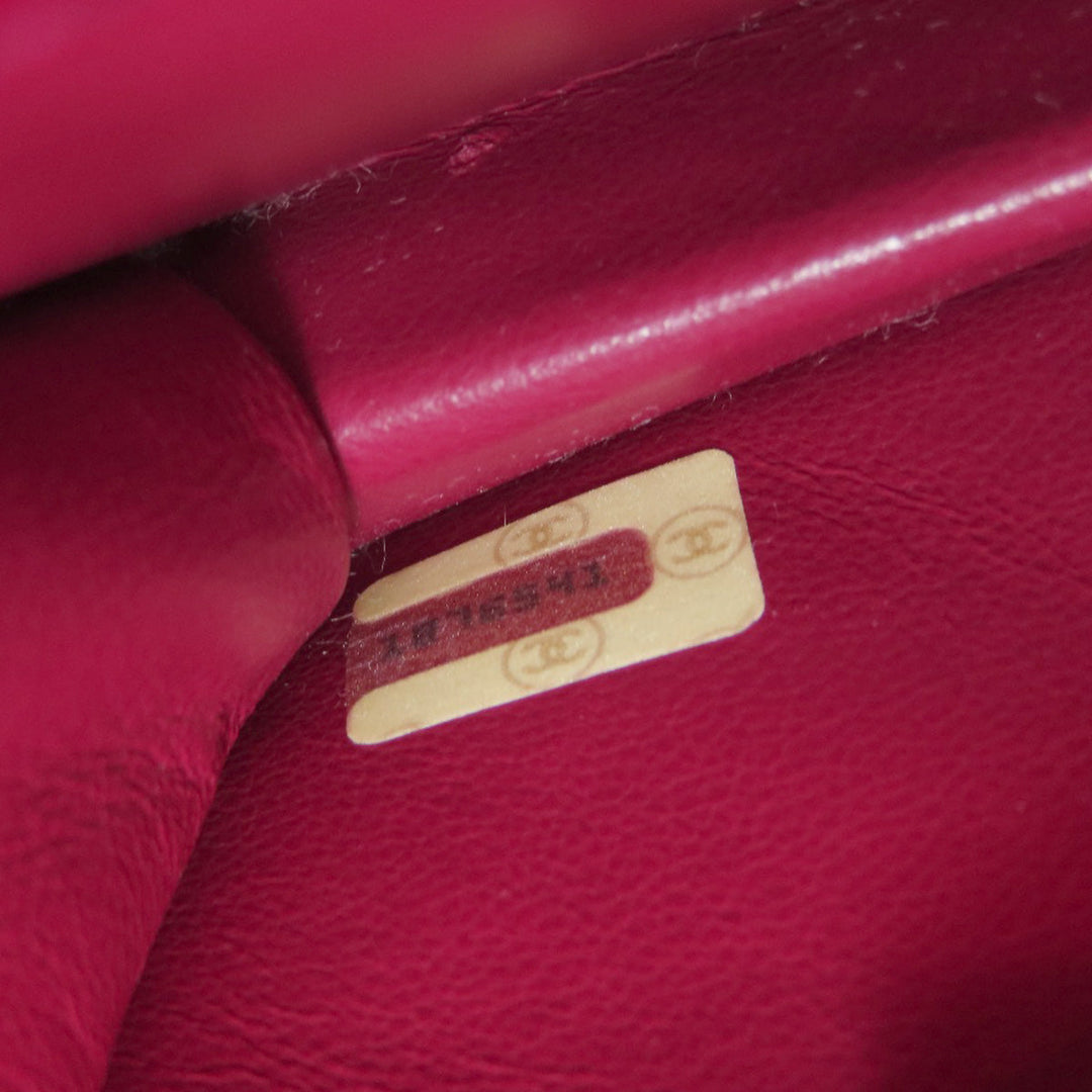 CHANEL Shoulder Bag lambskin Red Chain Wallet COCO Mark Gold Metal Women Used Authentic