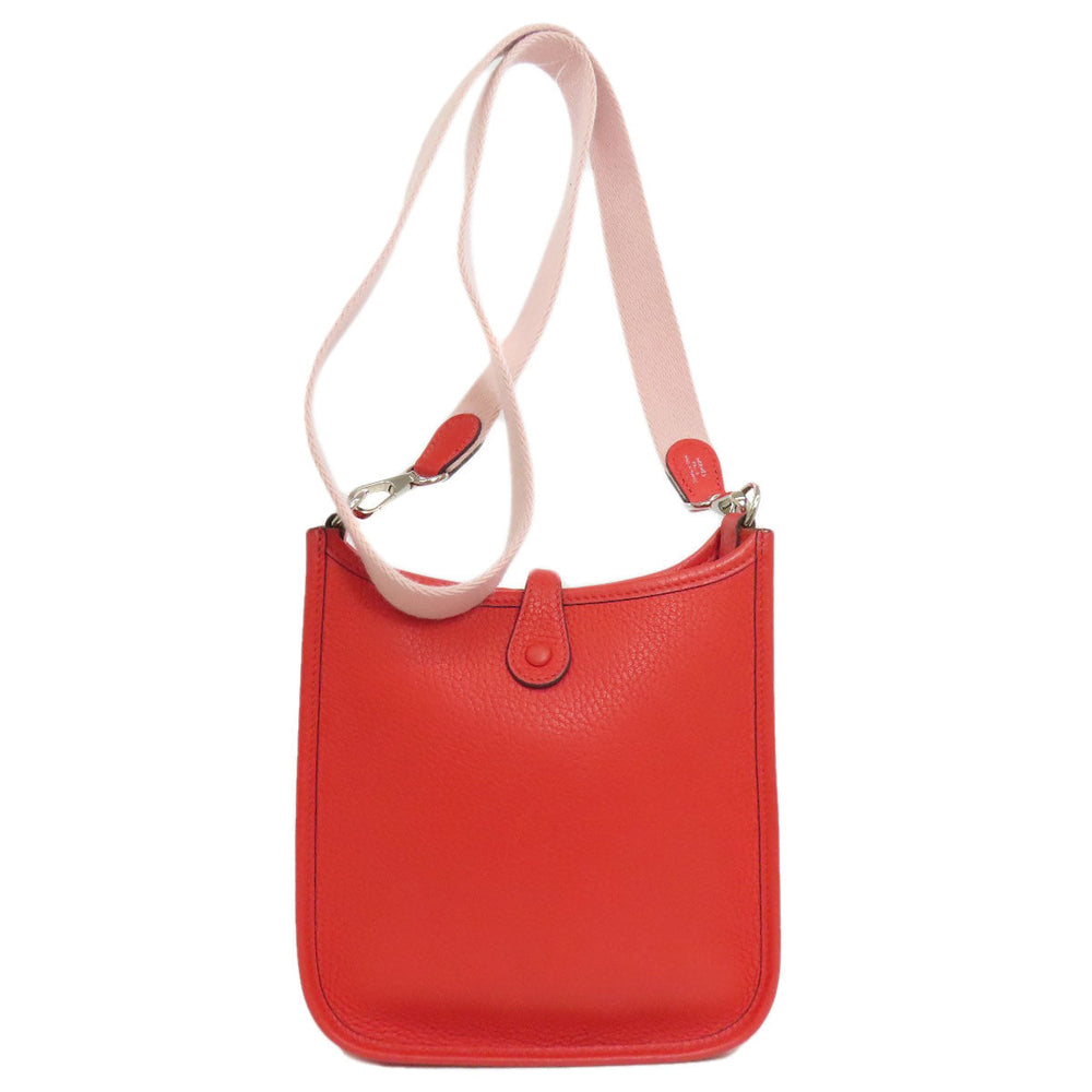 HERMES Shoulder Bag Taurillon Clemence Red Evelyn TPM SilverMetal Women Used Authentic