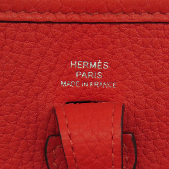 HERMES Shoulder Bag Taurillon Clemence Red Evelyn TPM SilverMetal Women Used Authentic