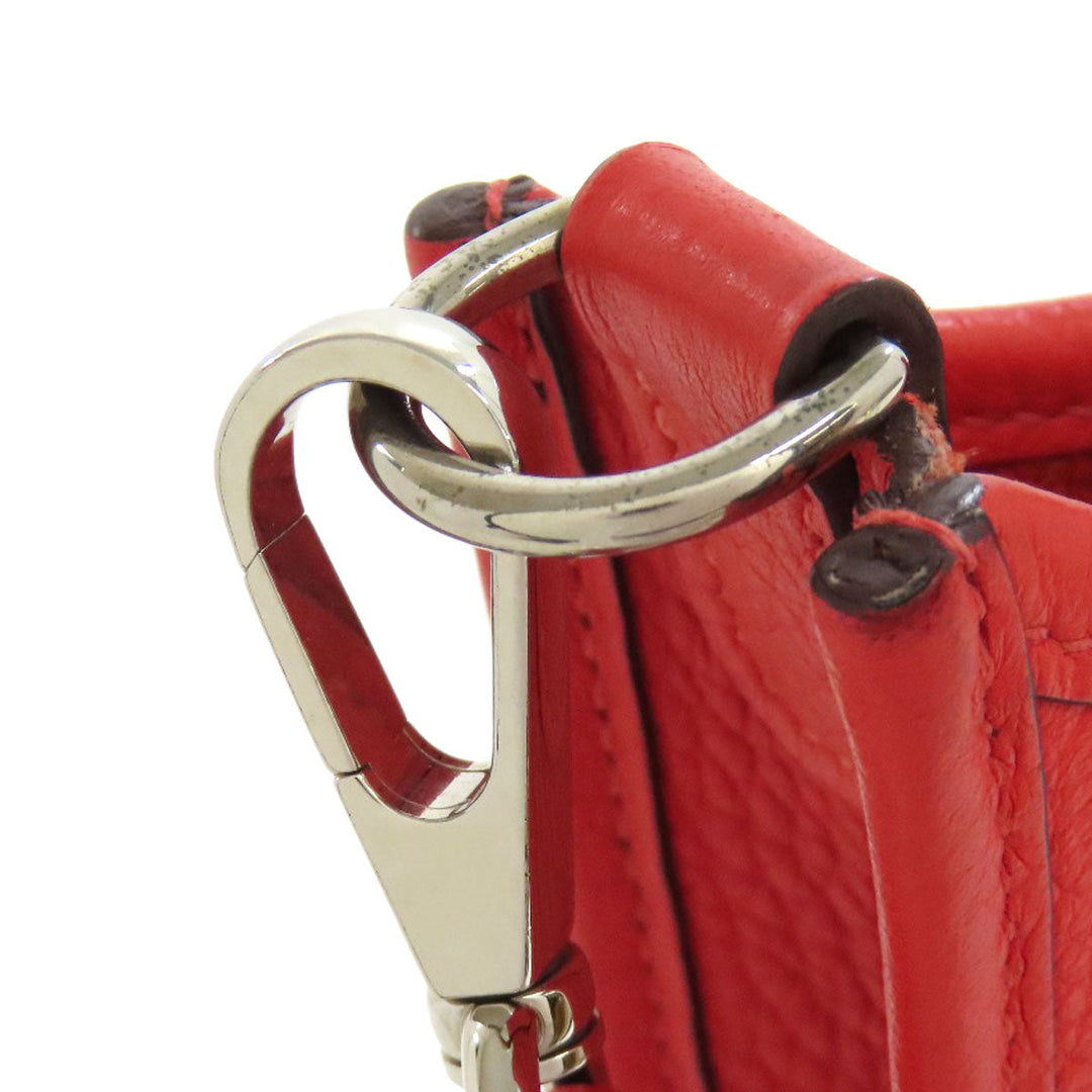 HERMES Shoulder Bag Taurillon Clemence Red Evelyn TPM SilverMetal Women Used Authentic