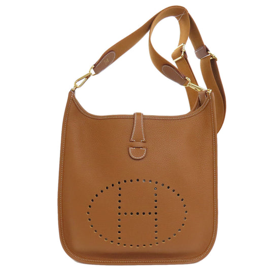 HERMES Shoulder Bag Taurillon Clemence Brown Evelyn 3 PM Gold Metal Women Used Authentic